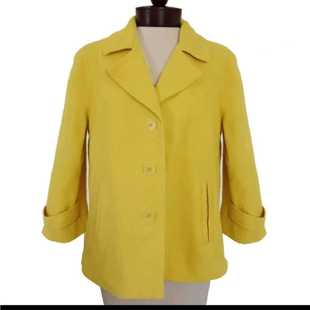 Talbots Sunshine Yellow Cotton Flowy Blazer Jacket